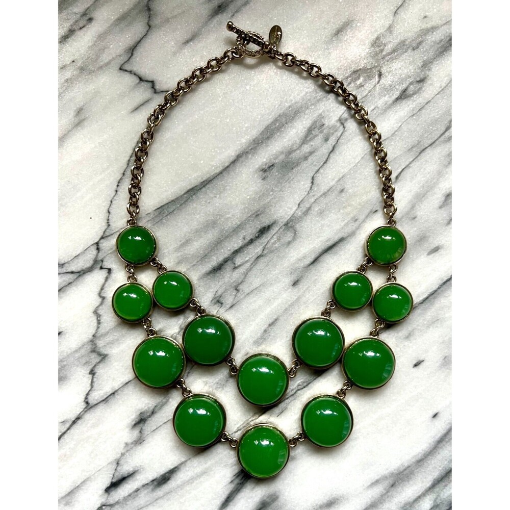 Ann Taylor green cabochon statement necklace